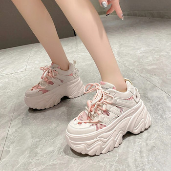 Обувки за жени 2023 г. Висококачествени дамски обувки с връзки, летни едноцветни дамски обувки за тенис, маратонки на платформа