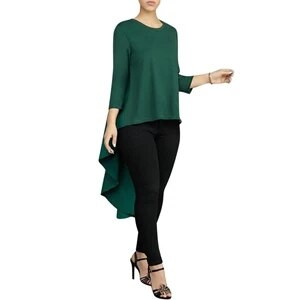 OMILKA Moteriški Swallowtail Hi Low Shirt 2018 Rudens moteriškos ilgos rankovės O kaklo atsitiktinis laisvas baltas žalias klubo vakarėlis marškinėlių palaidinė