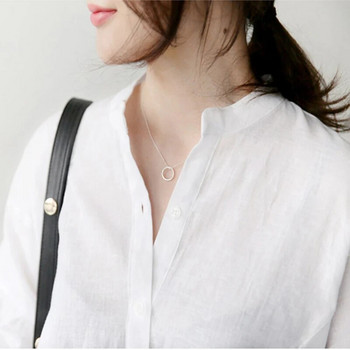 VogorSean Summer γυναικεία μπλούζα πουκάμισο βαμβακερό 2019 Γυναικεία μανίκια 5/5 Loose Leisure Γυναικεία πουκάμισα Λευκή μπλούζα μπλούζα 100% βαμβάκι λινάρι