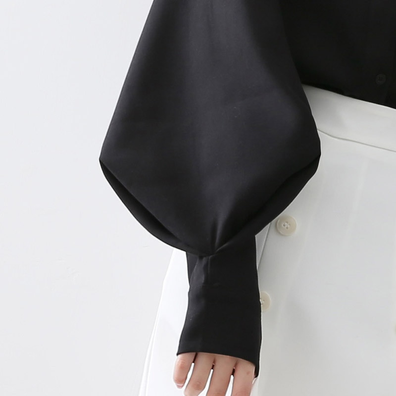 Ženska velika bluza s lanternastim rukavima Ženska jesen-zima Samostojeća kragna Uredska poslovna bluza Jednobojna vintage bluza Košulje Ženske