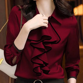 Női felsők és blúzok Irodai női blúz Műselyem karcsú ingek Nagy méretű felsők Alkalmi ing Női blúzok