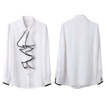 Дамски топове и блузи Офис дамска блуза Копринени тънки ризи с голям размер Ежедневна риза Дамски блузи