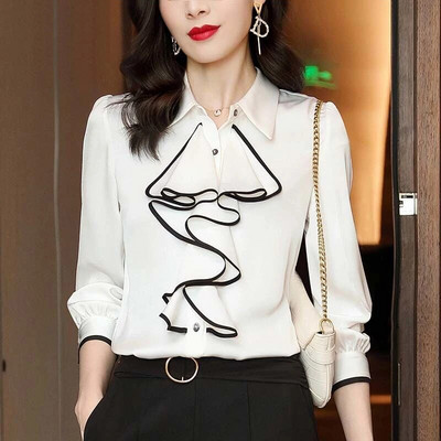 Női felsők és blúzok Irodai női blúz Műselyem karcsú ingek Nagy méretű felsők Alkalmi ing Női blúzok