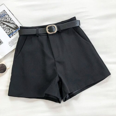 „Yitimoky“ moteriški šortai aukštu juosmeniu 2023 m. madingi pavasario laisvalaikio tiesūs moteriški šortai Prašmatnūs vintažinio diržo tvirti, platūs šortai