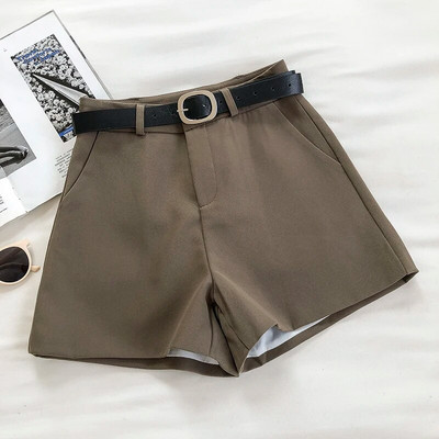 „Yitimoky“ moteriški šortai aukštu juosmeniu 2023 m. madingi pavasario laisvalaikio tiesūs moteriški šortai Prašmatnūs vintažinio diržo tvirti, platūs šortai