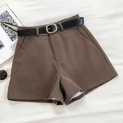 „Yitimoky“ moteriški šortai aukštu juosmeniu 2023 m. madingi pavasario laisvalaikio tiesūs moteriški šortai Prašmatnūs vintažinio diržo tvirti, platūs šortai