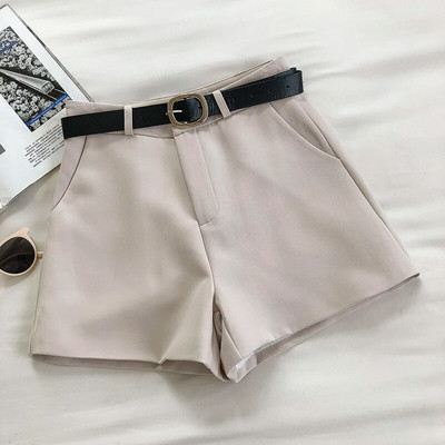 „Yitimoky“ moteriški šortai aukštu juosmeniu 2023 m. madingi pavasario laisvalaikio tiesūs moteriški šortai Prašmatnūs vintažinio diržo tvirti, platūs šortai