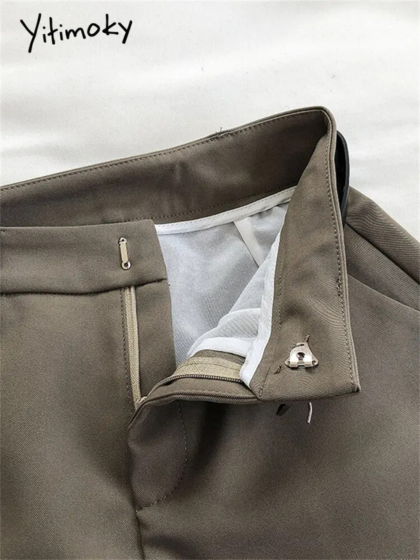 „Yitimoky“ moteriški šortai aukštu juosmeniu 2023 m. madingi pavasario laisvalaikio tiesūs moteriški šortai Prašmatnūs vintažinio diržo tvirti, platūs šortai