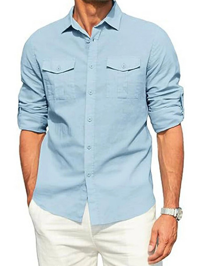 2024 m. Nauji vyriški laisvalaikio palaidinė Medvilniniai marškiniai Laisvi viršutiniai marškinėliai ilgomis rankovėmis Pavasario ruduo Laisvalaikio gražūs vyriški marškiniai