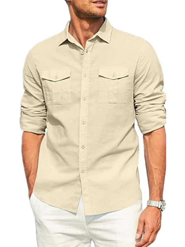 2024 m. Nauji vyriški laisvalaikio palaidinė Medvilniniai marškiniai Laisvi viršutiniai marškinėliai ilgomis rankovėmis Pavasario ruduo Laisvalaikio gražūs vyriški marškiniai