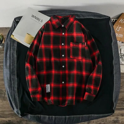 Cămăși pentru bărbați Cămașă în carouri casual cu mânecă lungă cu nasturi pentru bărbați Cămașă în carouri casual Cămăși în aer liber Topuri Livrare rapidă
