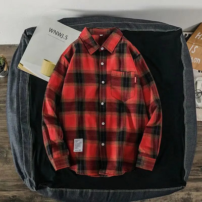 Cămăși pentru bărbați Cămașă în carouri casual cu mânecă lungă cu nasturi pentru bărbați Cămașă în carouri casual Cămăși în aer liber Topuri Livrare rapidă