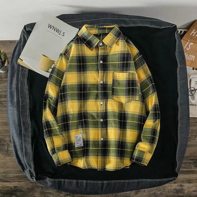 Cămăși pentru bărbați Cămașă în carouri casual cu mânecă lungă cu nasturi pentru bărbați Cămașă în carouri casual Cămăși în aer liber Topuri Livrare rapidă