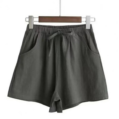 Moteriški trumpi vienspalviai dvigubi šortai Vasariniai šortai su virvele aukštu juosmeniu Laisvalaikio šortai Orui pralaidūs plačios kojos moteriški šortai