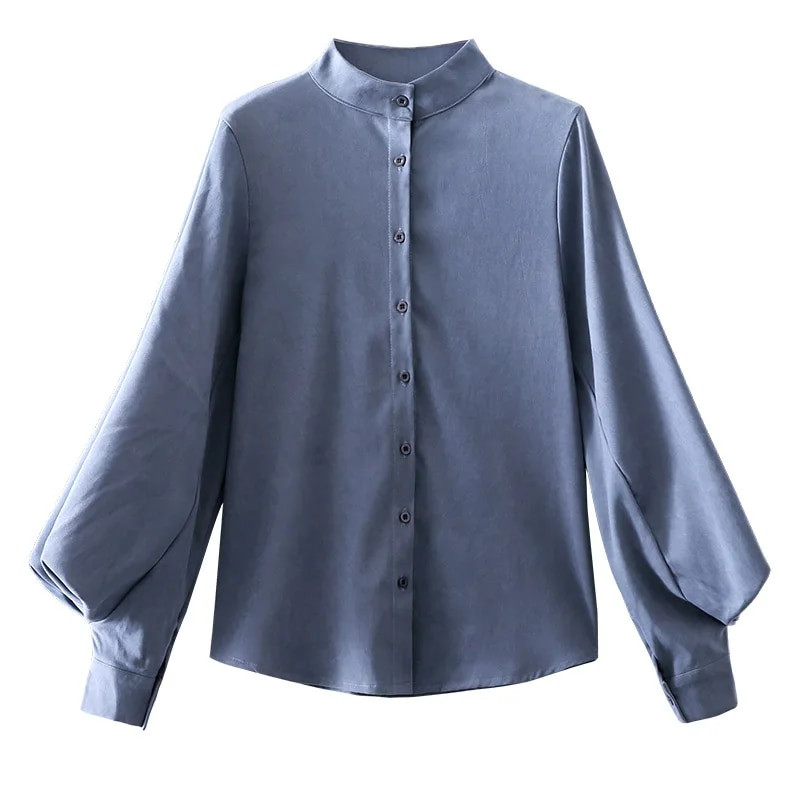 Dugačka široka bluza s lanternastim rukavima Ženske majice i bluze Vintage majice s dugmadima s ovratnikom Ženske modne proljetne majice 2019.