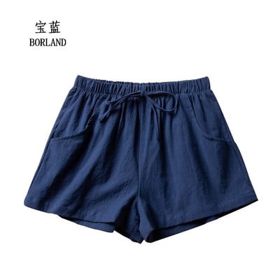 Pantaloni scurți casual de in Pantaloni scurți de antrenament de gimnastică pentru femei Pantaloni scurți din bumbac Pantaloni scurți cu talie înaltă, negri, pentru femei, Pantaloni scurți pentru femei, sport pentru femei