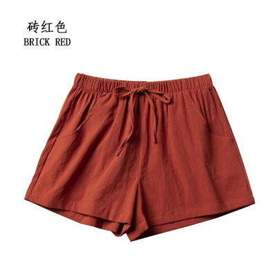 Pantaloni scurți din bumbac și in Pantaloni scurți sport pentru femei de vară, uni, talie înaltă, pantaloni scurți negri, la modă pentru femei, ocazional, pantaloni scurti de bază