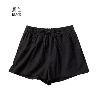 Pantaloni scurți din bumbac și in Pantaloni scurți sport pentru femei de vară, uni, talie înaltă, pantaloni scurți negri, la modă pentru femei, ocazional, pantaloni scurti de bază