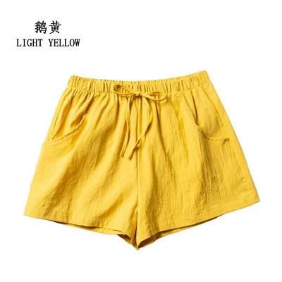 Pantaloni scurți din bumbac și in Pantaloni scurți sport pentru femei de vară, uni, talie înaltă, pantaloni scurți negri, la modă pentru femei, ocazional, pantaloni scurti de bază