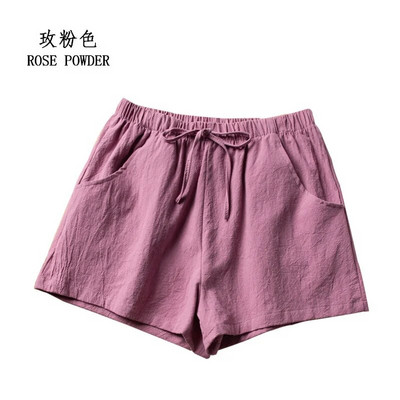 Pantaloni scurți din bumbac și in Pantaloni scurți sport pentru femei de vară, uni, talie înaltă, pantaloni scurți negri, la modă pentru femei, ocazional, pantaloni scurti de bază