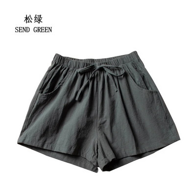 Pantaloni scurți din bumbac și in Pantaloni scurți sport pentru femei de vară, uni, talie înaltă, pantaloni scurți negri, la modă pentru femei, ocazional, pantaloni scurti de bază