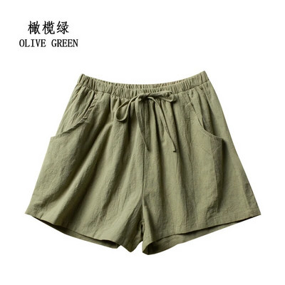 Pantaloni scurți din bumbac și in Pantaloni scurți sport pentru femei de vară, uni, talie înaltă, pantaloni scurți negri, la modă pentru femei, ocazional, pantaloni scurti de bază