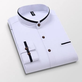 Мъжка риза с дълъг ръкав Оксфордска бизнес рокля Ежедневни ризи Slim Fit Brand Weeding Shirt Бяла синя мъжка риза 5XL DS414