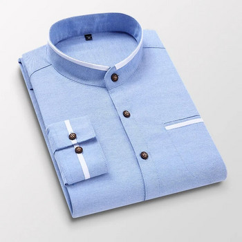 Мъжка риза с дълъг ръкав Оксфордска бизнес рокля Ежедневни ризи Slim Fit Brand Weeding Shirt Бяла синя мъжка риза 5XL DS414