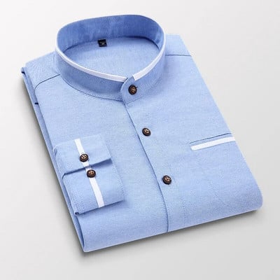 Muška košulja s dugim rukavima, samostojeća Oxford poslovna haljina, ležerne košulje, uska majica marke Bijelo plava muška košulja 5XL DS414