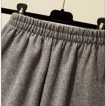 Дамски плътни ластични джобове на талията с пояси Широки панталони с пайети Есен Зима Нови корейски свободни високи къси панталони за всички мачове