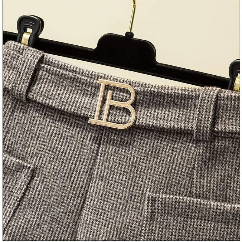 Moteriškos tvirtos elastinės juosmens kišenės Varčios Blizguotos plačios kelnės Rudens žiema Nauji korėjietiški laisvi aukštai laukti šortai