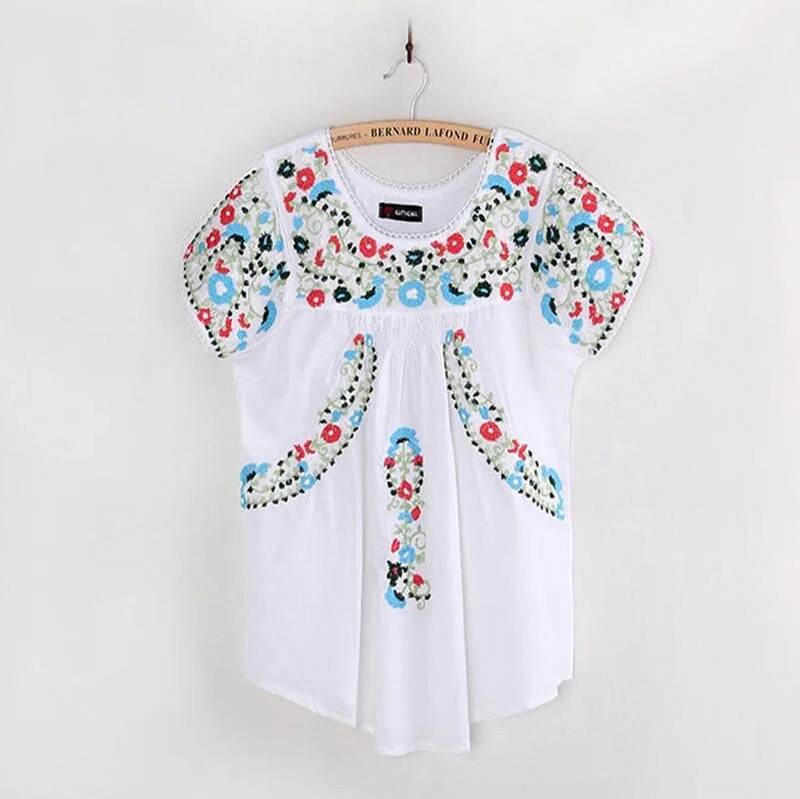 Bluză vintage hippie oaxacană mexicană BOHO pentru femei, tunică etnică brodată florală, BUMBAC, bluze retro, bluze, bluze pentru femei