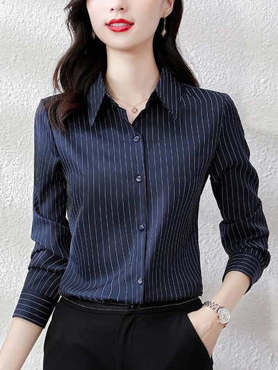 Cămăși vintage cu dungi pentru femei, la modă coreeană, bluză cu mânecă lungă, top pentru femei, elegantă, pentru dama de birou, îmbrăcăminte formală de înaltă calitate 2023