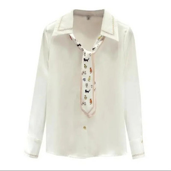 Бели ризи, панделки, блузи за жени, костюм, яка, копчета, дамска блуза с папийонка OL Бизнес дамски горнища Темпераментни женски ризи