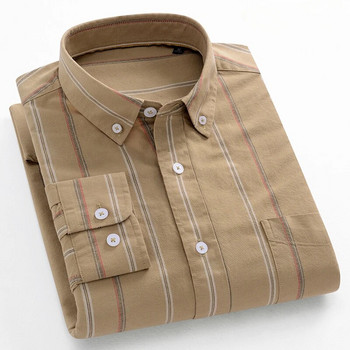 Μόδα κορεατικές τάσεις casual μακρυμάνικα πουκάμισα για άνδρες slim fit απλό πουκάμισο 100% βαμβακερό καρό ριγέ μπλουζάκια μαλακά επώνυμα ρούχα