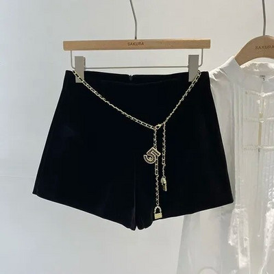 Moteriški juodi šortai aukštu juosmeniu plačiomis kojomis laisvalaikio 2023 m. Nauji rudens žiemos Y2k korėjiečių mados vintage Spice mergaičių šortai