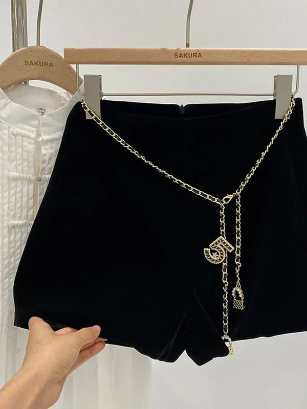 Moteriški juodi šortai aukštu juosmeniu plačiomis kojomis laisvalaikio 2023 m. Nauji rudens žiemos Y2k korėjiečių mados vintage Spice mergaičių šortai