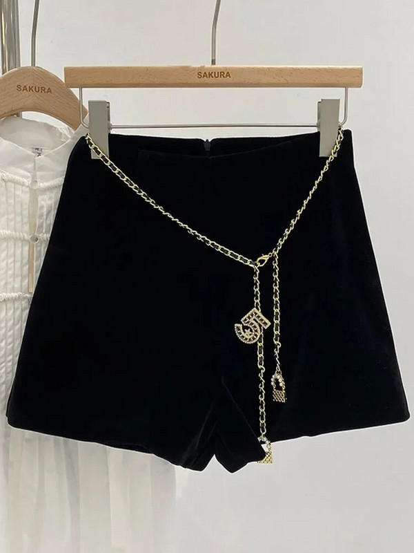 Moteriški juodi šortai aukštu juosmeniu plačiomis kojomis laisvalaikio 2023 m. Nauji rudens žiemos Y2k korėjiečių mados vintage Spice mergaičių šortai