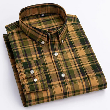 Νέο σε πουκάμισο 100% βαμβακερά μακρυμάνικα πουκάμισα για άνδρες slim fit casual πουκάμισο μόδας vintage streetwear κομψά μαλακά καρό ρούχα