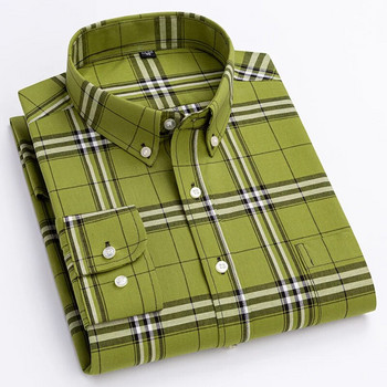 Νέο σε πουκάμισο 100% βαμβακερά μακρυμάνικα πουκάμισα για άνδρες slim fit casual πουκάμισο μόδας vintage streetwear κομψά μαλακά καρό ρούχα
