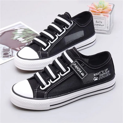 Platnene cipele sa šupljim mrežastim elastičnim remenom, ženske ljetne prozračne bijele cipele 2023, nove studentske lijene cipele, proljetne i jesenske cipele