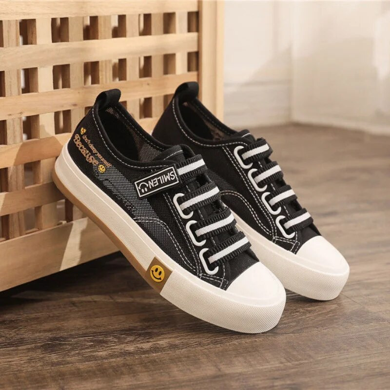 Platnene cipele sa šupljim mrežastim elastičnim remenom, ženske ljetne prozračne bijele cipele 2023, nove studentske lijene cipele, proljetne i jesenske cipele