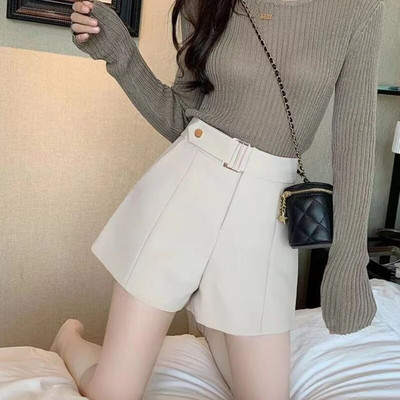 Sieviešu šorti, eleganti korejiešu stilā, moderns birojs, vienkārši ar augstu vidukli, vispiemērotākie pieaugušie, maigi dāmas pavasarīgi tīrā krāsā, jauns dizains