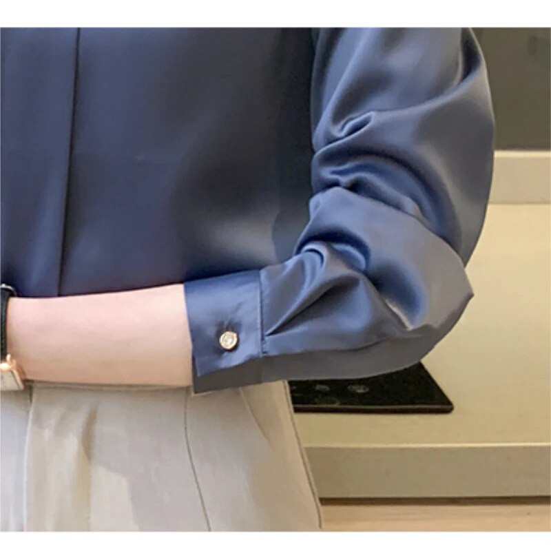 Bluza s dugim rukavima Ženske Blusas Mujer De Moda 2023 Bluza od šifona Košulja s otvorenim ovratnikom Uredska bluza Ženske majice Blusa E235