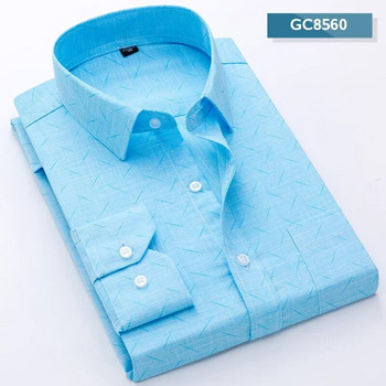 2024 Мъжка риза с щампи Пролетна риза с дълъг ръкав Ежедневна ежедневна тънка мека удобна бизнес риза с прилепнали копчета