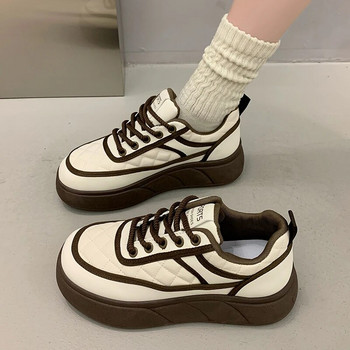 Χειμερινά αθλητικά παπούτσια με κορδόνια μικροϊνών για γυναίκες 2024 Νέα καυτά γυναικεία παπούτσια με χαμηλό τακούνι με στρογγυλά δάχτυλα Γυναικεία παπούτσια Vulcanize
