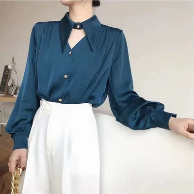 Proljetna košulja 2023. Elegantna OL Chic majica s dugim rukavima s otvorenim ovratnikom Ženska top bluza Ženske košulje i bluze Ženska odjeća