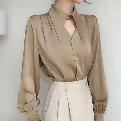 Proljetna košulja 2023. Elegantna OL Chic majica s dugim rukavima s otvorenim ovratnikom Ženska top bluza Ženske košulje i bluze Ženska odjeća