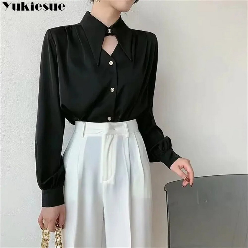 Proljetna košulja 2023. Elegantna OL Chic majica s dugim rukavima s otvorenim ovratnikom Ženska top bluza Ženske košulje i bluze Ženska odjeća
