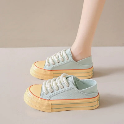 Tenisice Ženske platnene cipele New Tenis Ležerne polupapuče Ravne cipele Ženske retro niske tenisice Crne natikače s platformom Mule